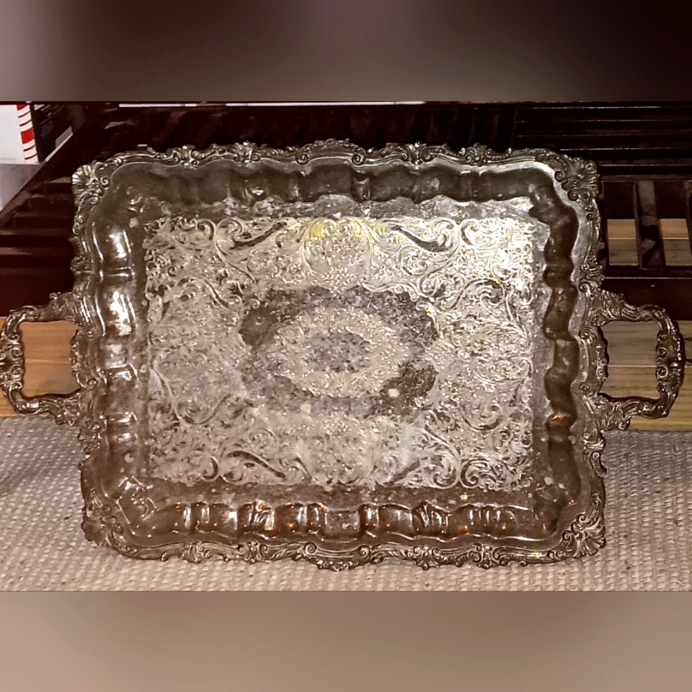 Vintage Silver Plated Serving Tray